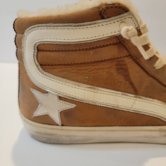 Golden Goose limited edition slide size 40 tan silver white fur lined sherpa - Picture 8 of 10